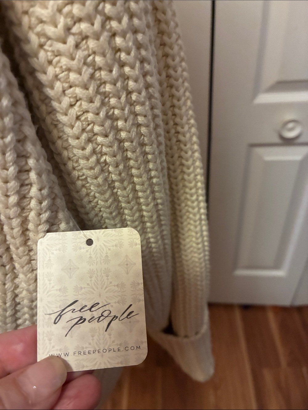 Free People Oversized Cream Ribbed Button Cardigan - Picture 3 of 6